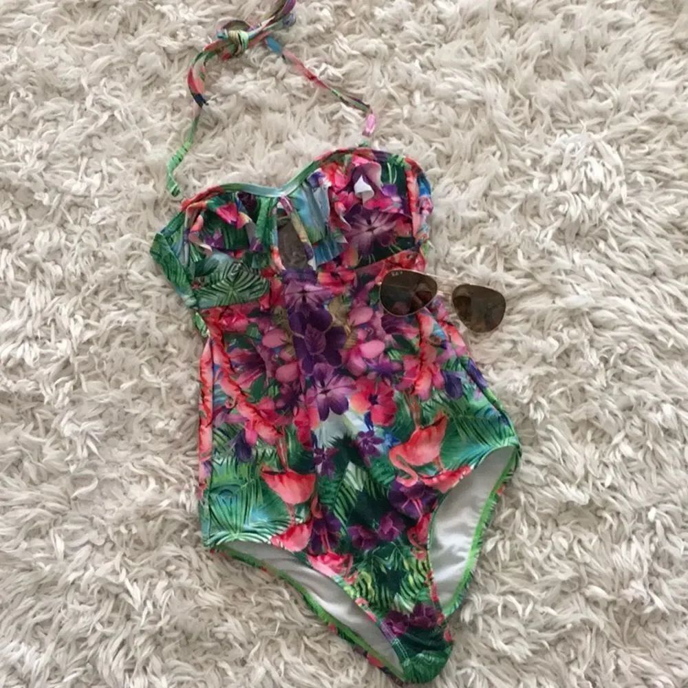 Op One Piece Floral Halter Bathing Suit